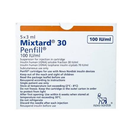 MIXTARD PENFILL 30 HM100 U 5 VIAL 3 ML س.ج