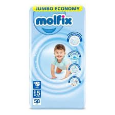 MOLFIX 5 DIAPERS JUNIOR 11-25KG 58 PCSمصرى