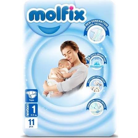 MOLFIX 1 DIAPERS NEW BORN (1) 2-5 KG 11PCS مصري
