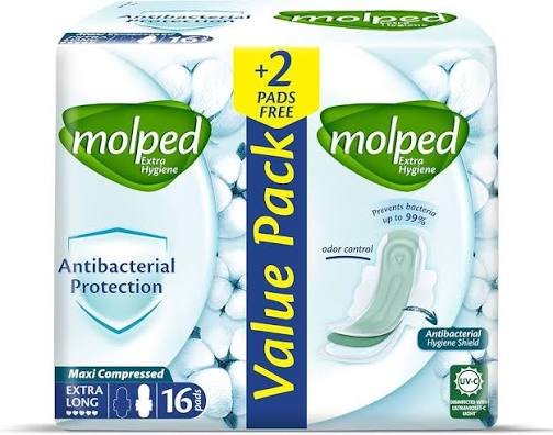 MOLPED ANTIBACTERIAL MAXI LONG 16 PADS