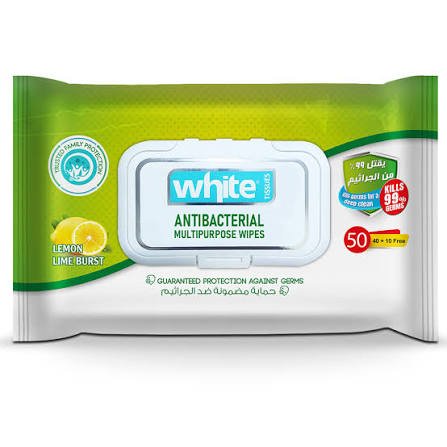 WHITE ANITBACTERIAL 50 WIPS