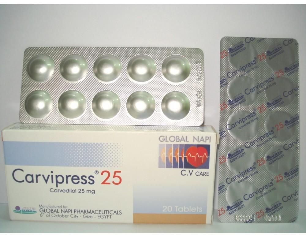 CARVIPRESS 25 MG 20 TAB