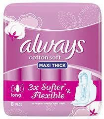 ALWAYS MAXI THICK COTTON SOFT LONG 8 PADS