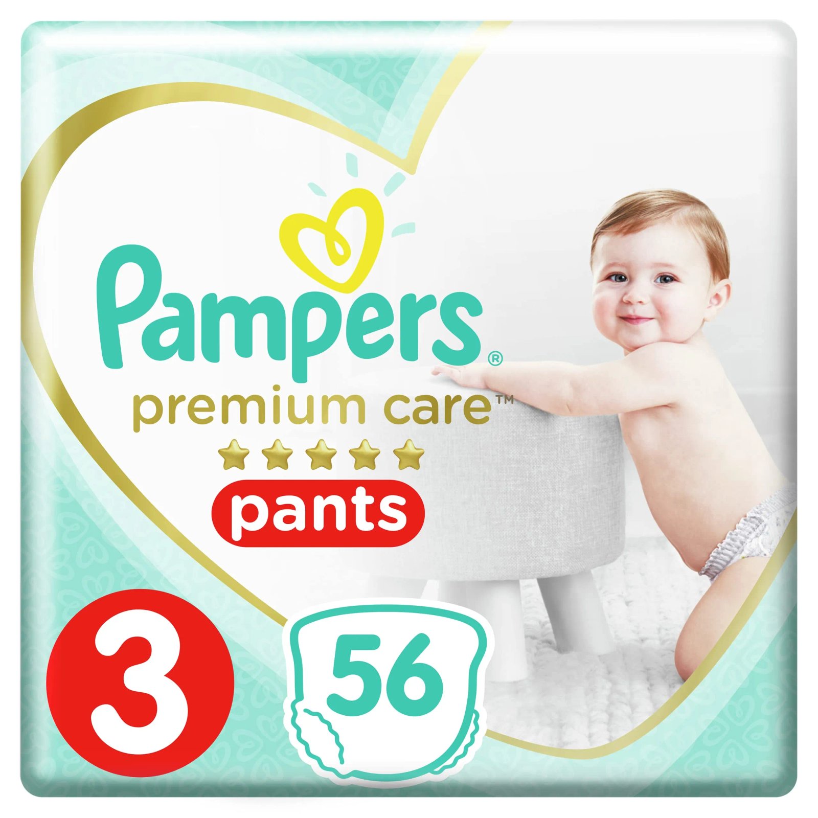 PAMPERS (PREMIUM CARE 3) PANTS 6-11KG 56 PCS سعودى